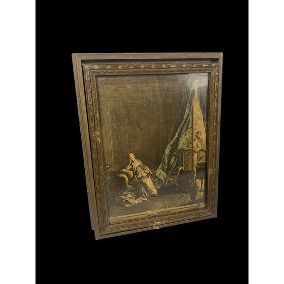 Antique Jewelry Art Box Hinged Artwork Lid Victorian Romantic Wooden Renaissance - Picture 4 of 15